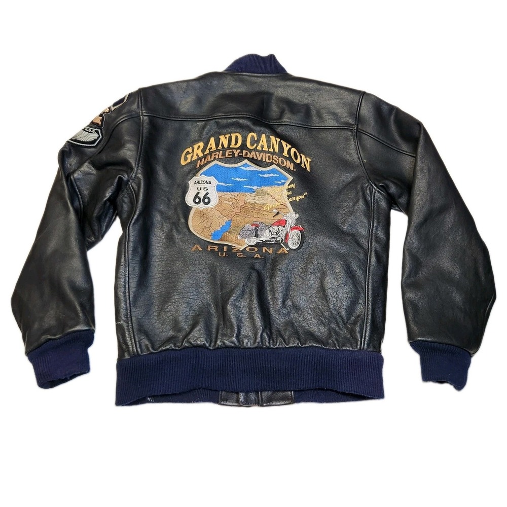 Vintage 2001 Harley Davidson Grand Canyon Leather Jacket XS Route 66 HOG
